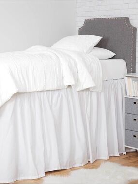 Dormify Twin XL Classic White Bed Skirt